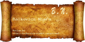 Balkovics Nimfa névjegykártya